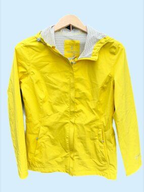 Free Country Waterproof Travel‎ Rain Jacket Yellow Packable Pouch Hooded Small